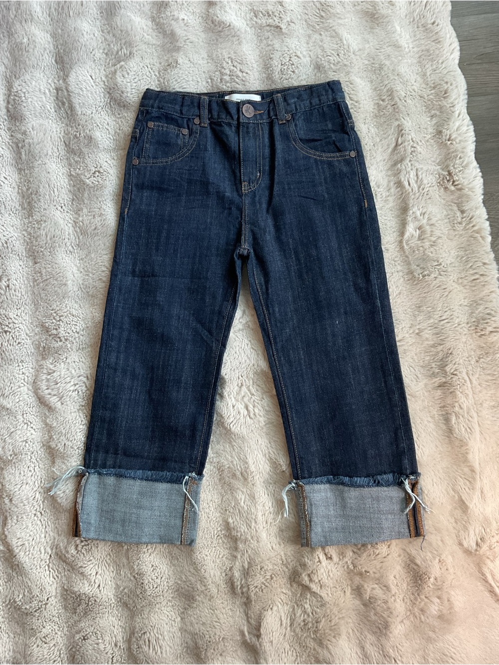 Dark Blue Cuffed Kids' Jeans